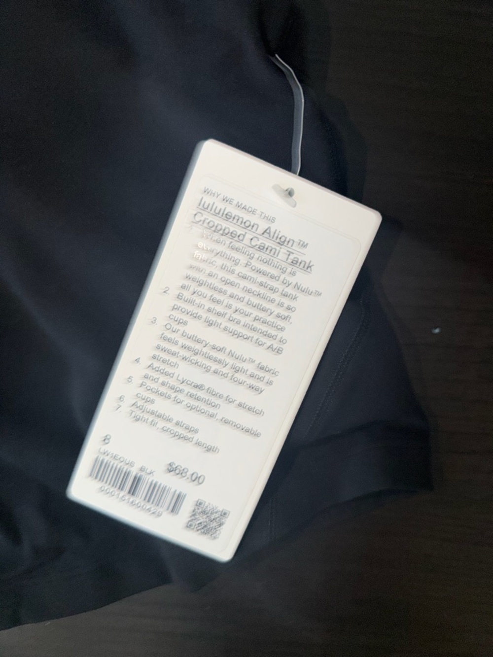 lululemon athletica Black Cropped align Cami Tank - Picture 2 of 3